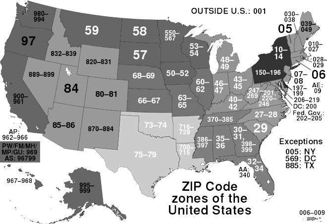 US ZIP Code Zones